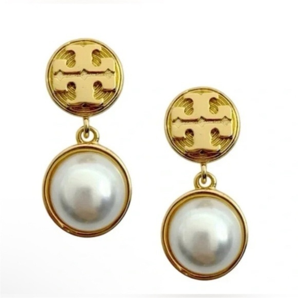 NWT Tory burch Elegant Gold and Pearl Drop Earrings - Picture 3 of 7